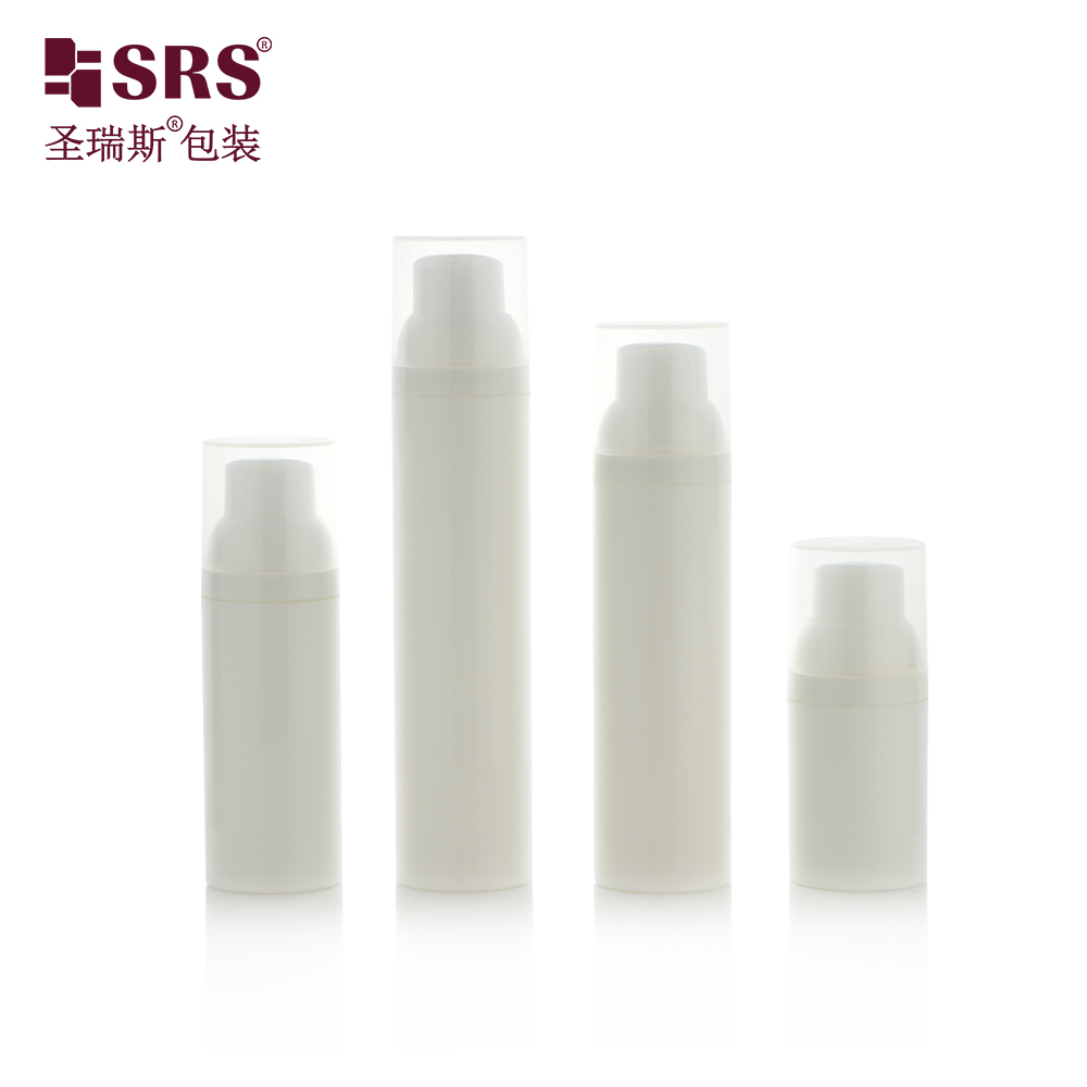 Competitive price 100% PCR plastic white PP airless pump plastic bottle 30ml 50ml 75ml 100ml