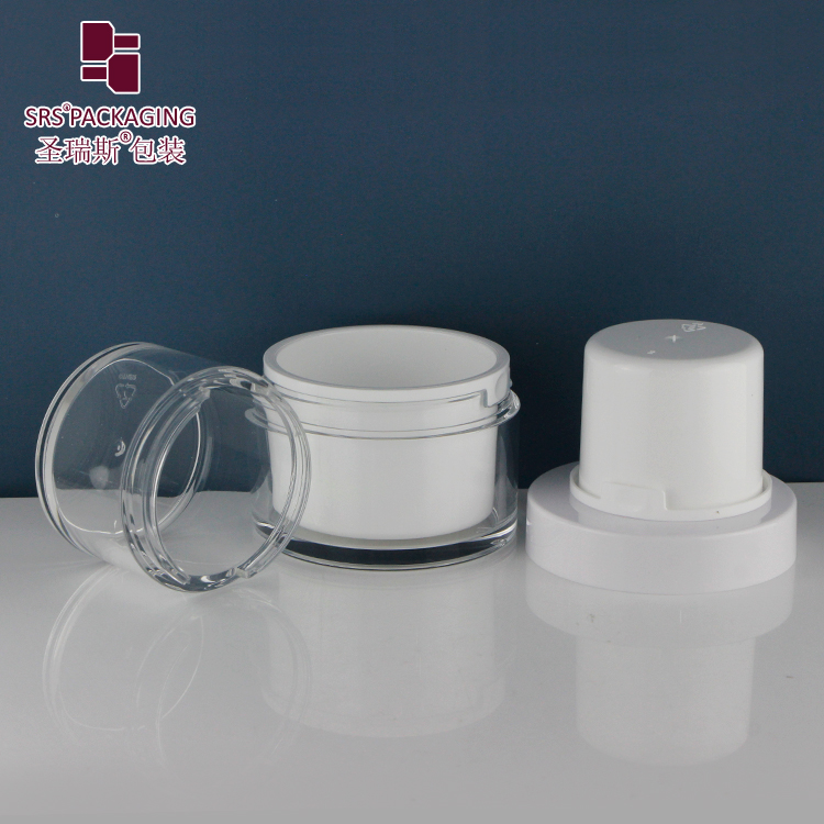 Cosmetic Packaging Refillable Double Wall Acrylic Airless Jar 30g 50g With Replace Inner Pot