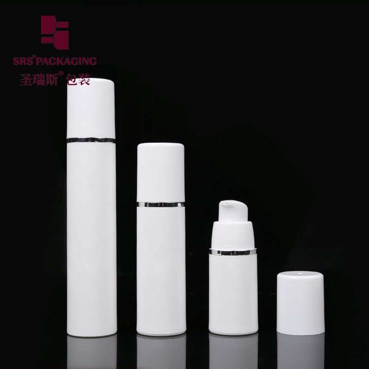 Cosmetic Pump Airless Bottle PP Plastic with Silver Line Wholesale Empty 15ml 30ml 50ml 