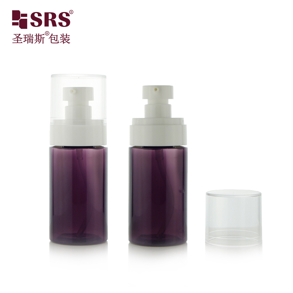 Cosmetic packaging customize color round shape pet plastic bottle with skincare lotion pump