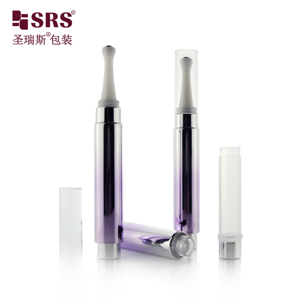 Custom 5ml Gradient Color Double Wall PETG Plastic Airless Press Eye Cream Roller Bottle