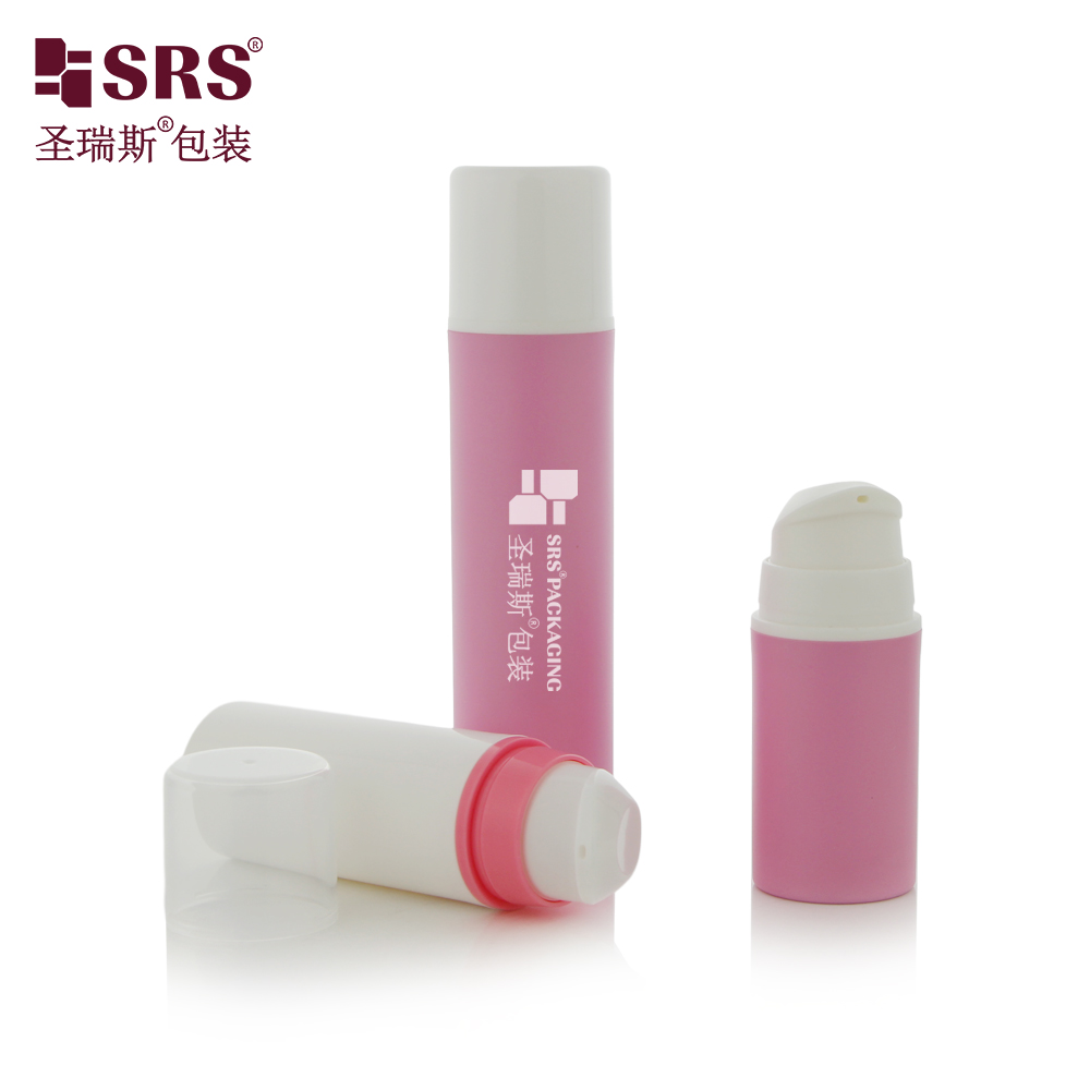 Custom Logo 15ml 30ml 50ml Plastic PP Empty Pink Airless Pump Bottle for Cream Packaging