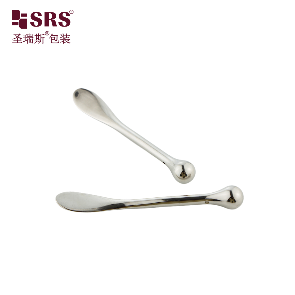 Custom Logo Makeup Mask Spoon Gold Silver Mini Cream Scoop Zinc Alloy Metal Small Cosmetic Spatula