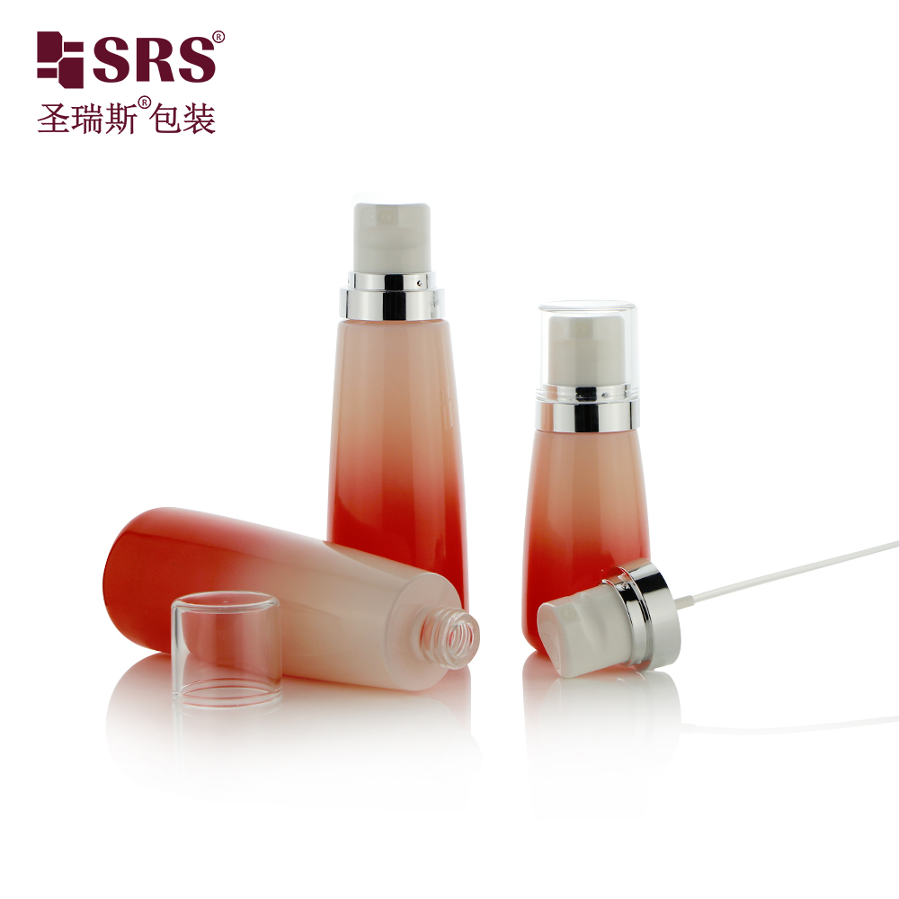 Custom Red Gradient Color Empty Glass Lotion Bottle 50ml 100ml 120ml for Cosmetics