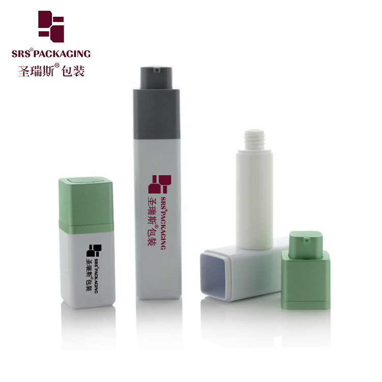 A051 Custom Screen Printing Cosmetics Square Rotary Acrylic Airless Pump Bottle 15ml 30ml 50ml