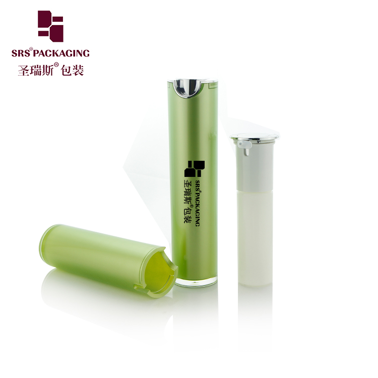 L024 Custom green color 15ml 30ml 50ml acrylic double wall cosmetic serum pump bottles