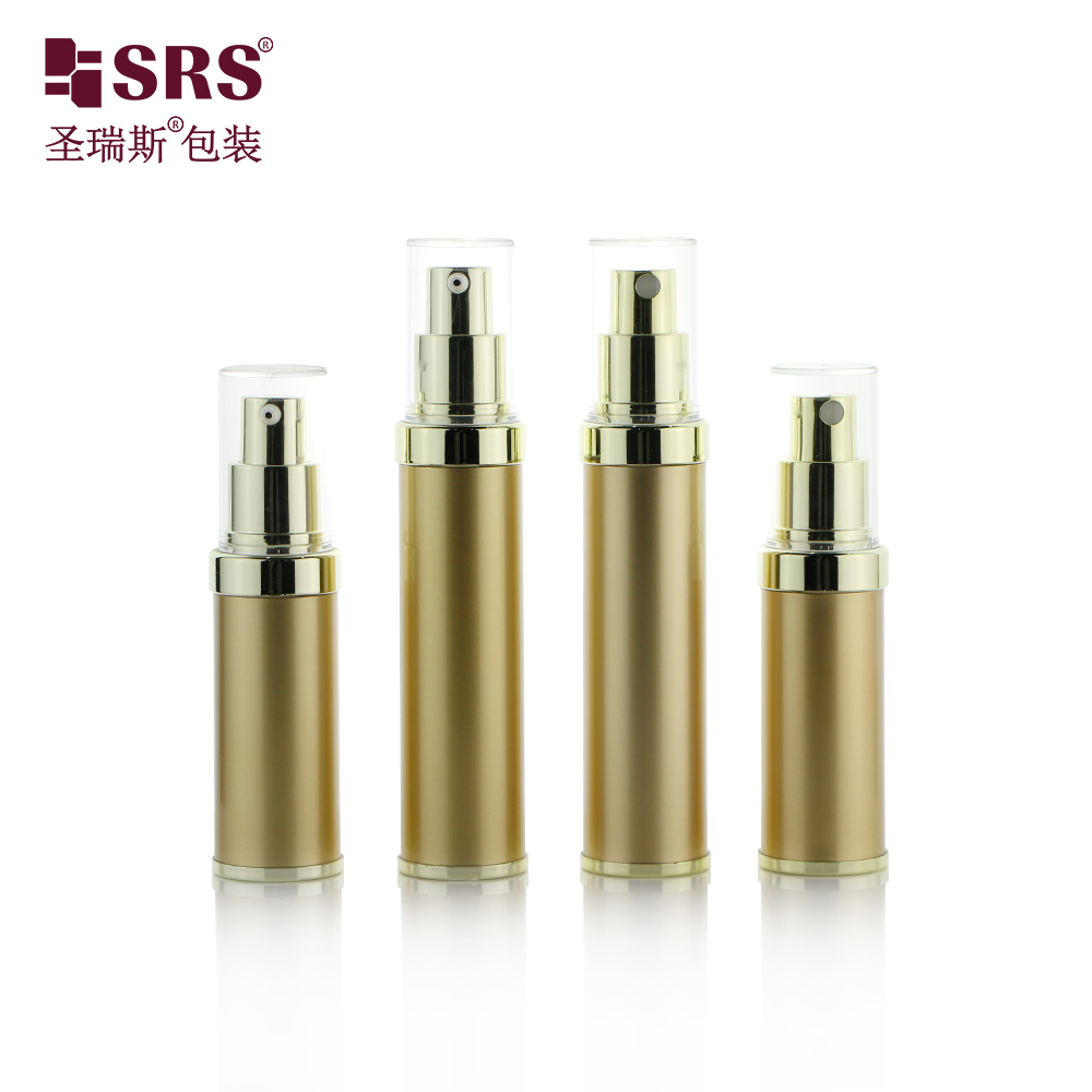 Custom matt gold color AS 20ml 30ml airless foundation plastic bottle