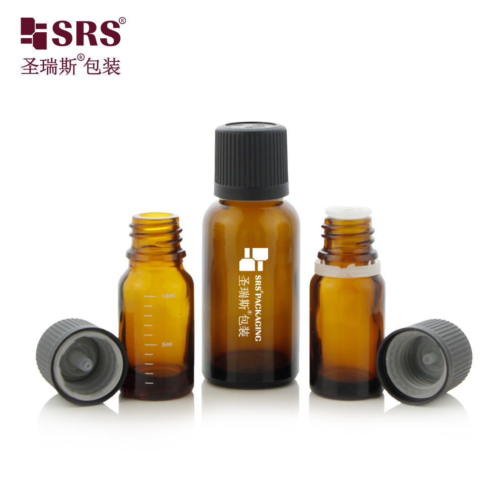 Customized Logo Amber Essential Oil Bottle 10ml 5ml 15ml 20ml 30ml 50ml Good Quality Skin Care Serum Glass Bottle With Screw Cap