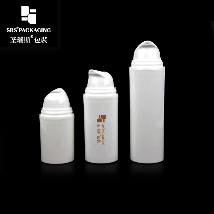 Customized White PP Plastic Eco-friendly Airless Lotion Pump Bottle 15ml 30ml 50ml