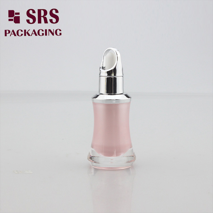 DB004 pink plastic double wall e liquid bottle with silver dropper