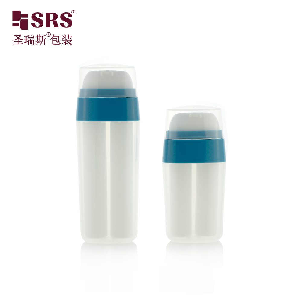 Double Dispensing Hole Pump White Cosmetic 20ml 30ml Plastic airless dispenser for lotion