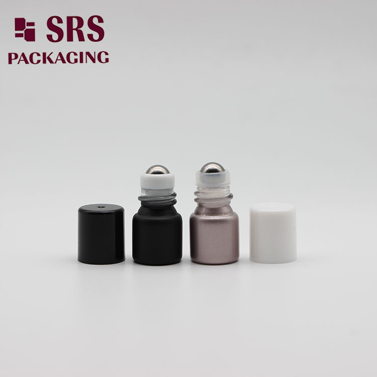 Empty Cosmetic Balck sample Mini 1ml Glass Bottle Roller Ball