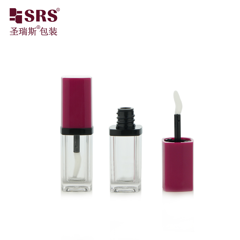 Empty Lip Oil Containers Square Clear Lip Gloss Tubes 5ml Lipgloss Bottle with Wand Containers