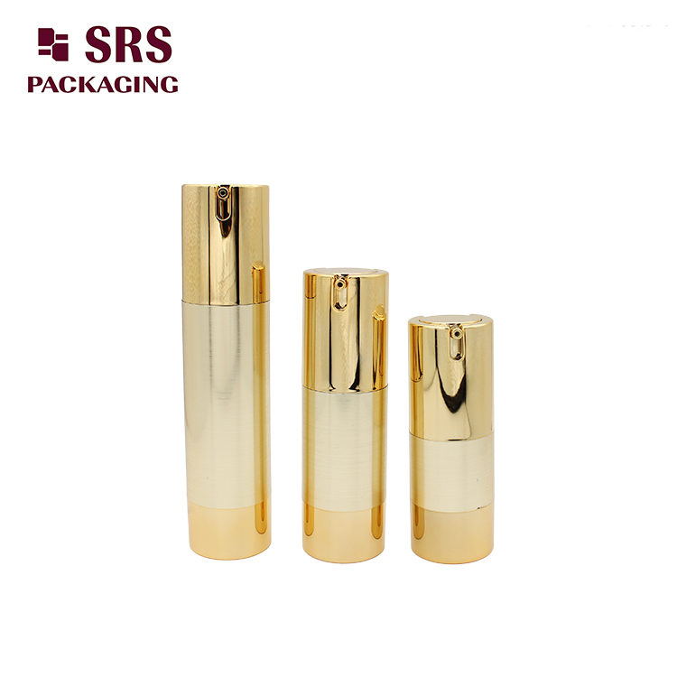 TA021 Empty Plastic 15ml 30ml 50ml Gold Airless Bottle