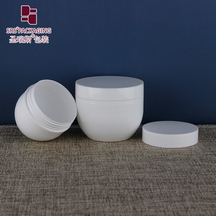 SRSM Empty white plastic cream jar 100ml 50ml bowl shape 100% PCR recycled material cosmetic container