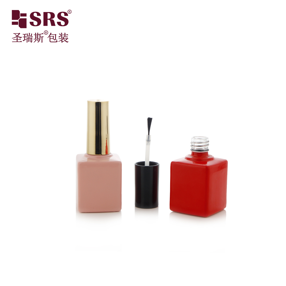 Factory Customized 15ml Nail Care Simple Nail Polish Empty Bottle Pink Red Glass with Cap and Brush Sealing Type