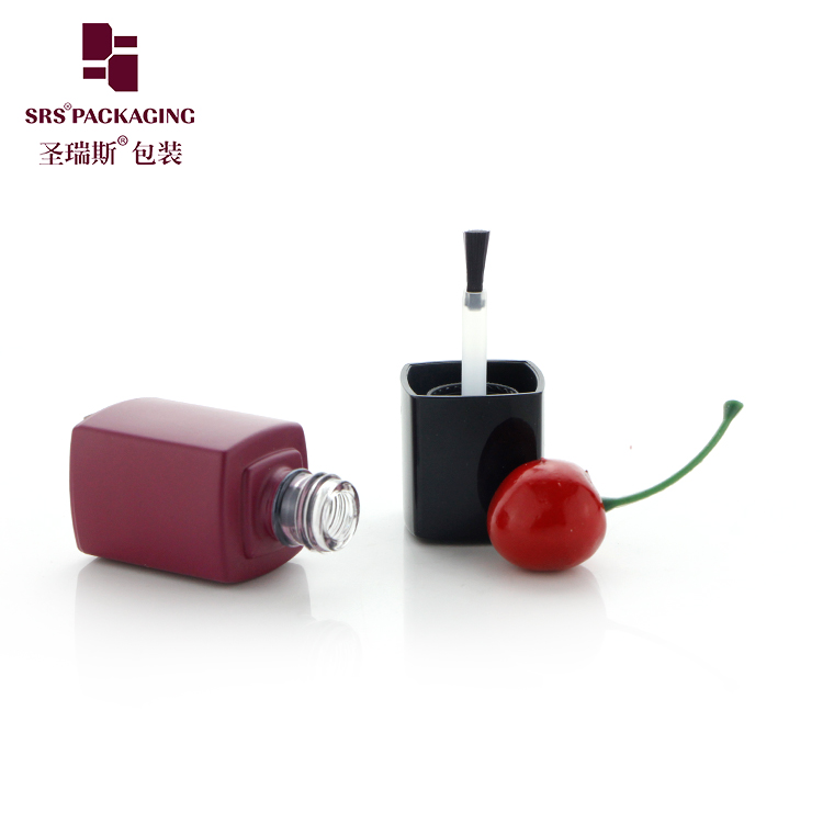 Free Sample 12ml Red Square Shape Empty Glass Uv Gel Nail Polish Bottle with Black Brush