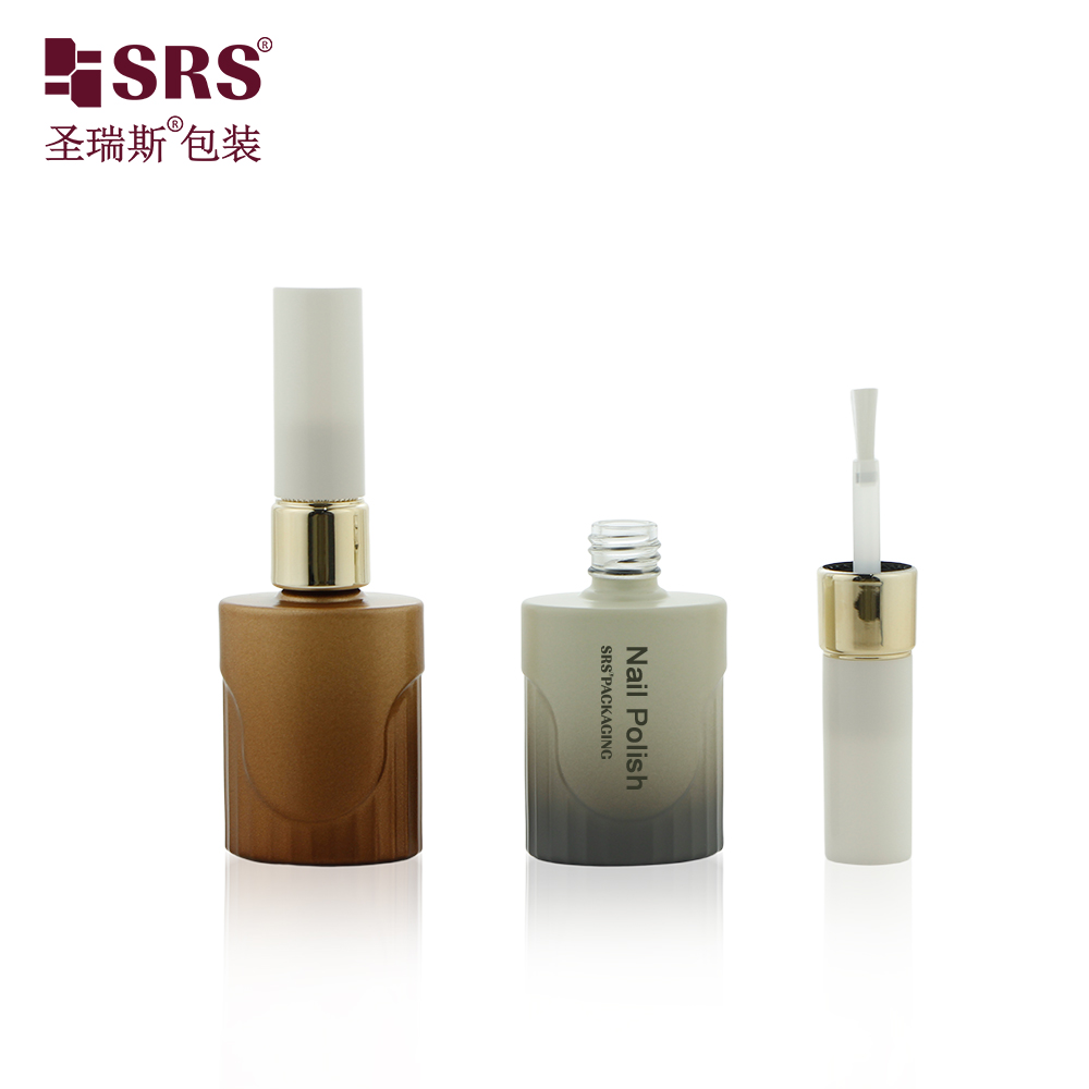 Free Sample Empty Special Shape Glass Nail Polish Bottles with Screw Cap and Brush Lid for Screen Printing