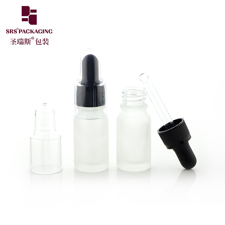 Frosting Clear 10ml Glass dropper Bottles customized Essential Oil cosmetic packaging