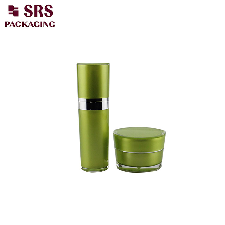 L030&J030 cone shape green empty 50ml acrylic cosmetic bottle jar