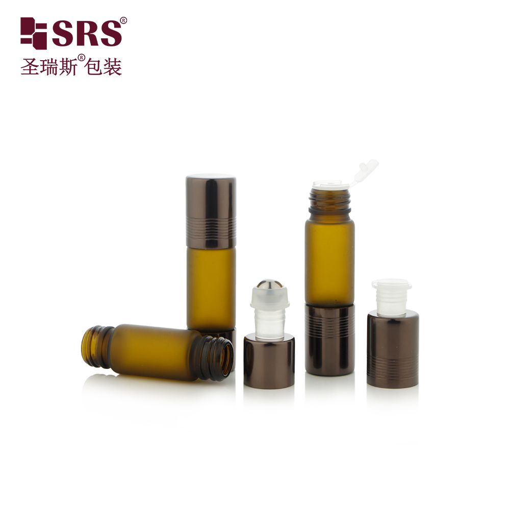 Leakproof UV Protection Dual-Ended Amber Glass Bottles Roller Ball with Aluminum Cap