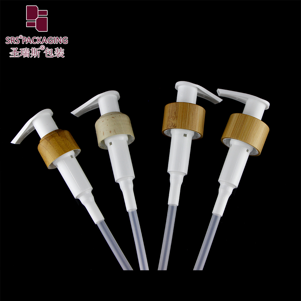 Luxury 24mm 28mm Bamboo Dispenser Left & Right Lock Lotion Pump for Cosmetics