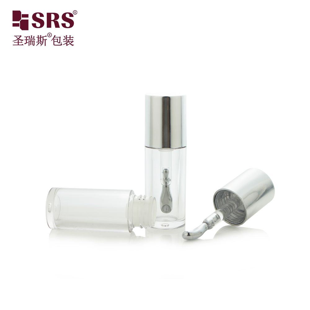 Luxury 8ml Eye Cream Essence Tube Shiny Silver Aluminum Plastic Lip Gloss Packaging with Tip Applicator