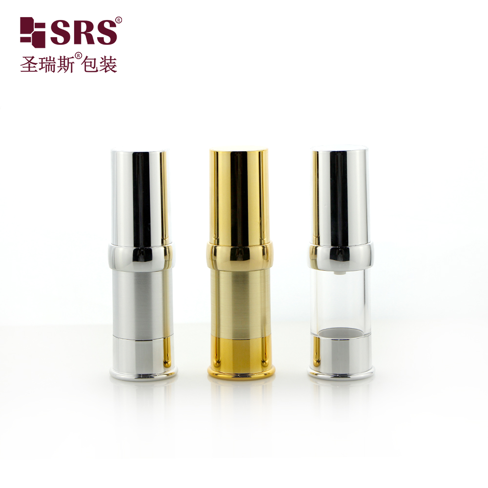 Luxury Gold Silver AS Cosmetic Refillable Airless Pump Bottle 10ml 15ml 20ml 30ml