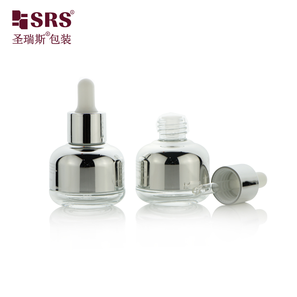 Manufacture Essential Oil 30ml Aluminum Shoulder Glass Luxury Dropper Bottle