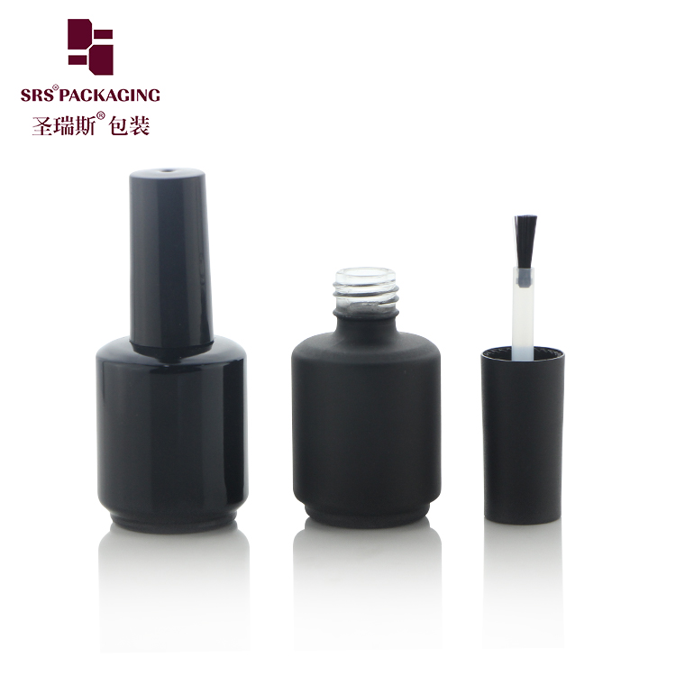 NG-032 12ml Round Matte Black Empty Glass Luxury Nail Polish Bottle