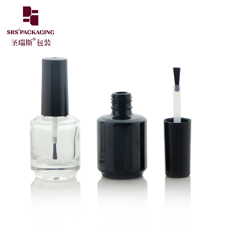 NG-033 10ml  round Luxury empty UV gel nail polish bottle with chart black brush caps