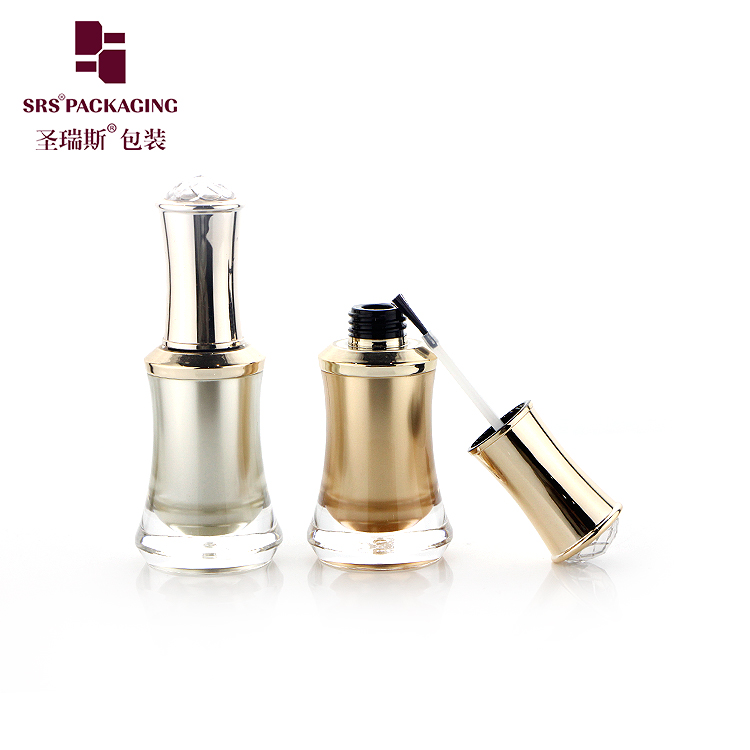 NP009 Luxury acrylic cosmetic packaging nail polish bottle plastic 8ml with brush