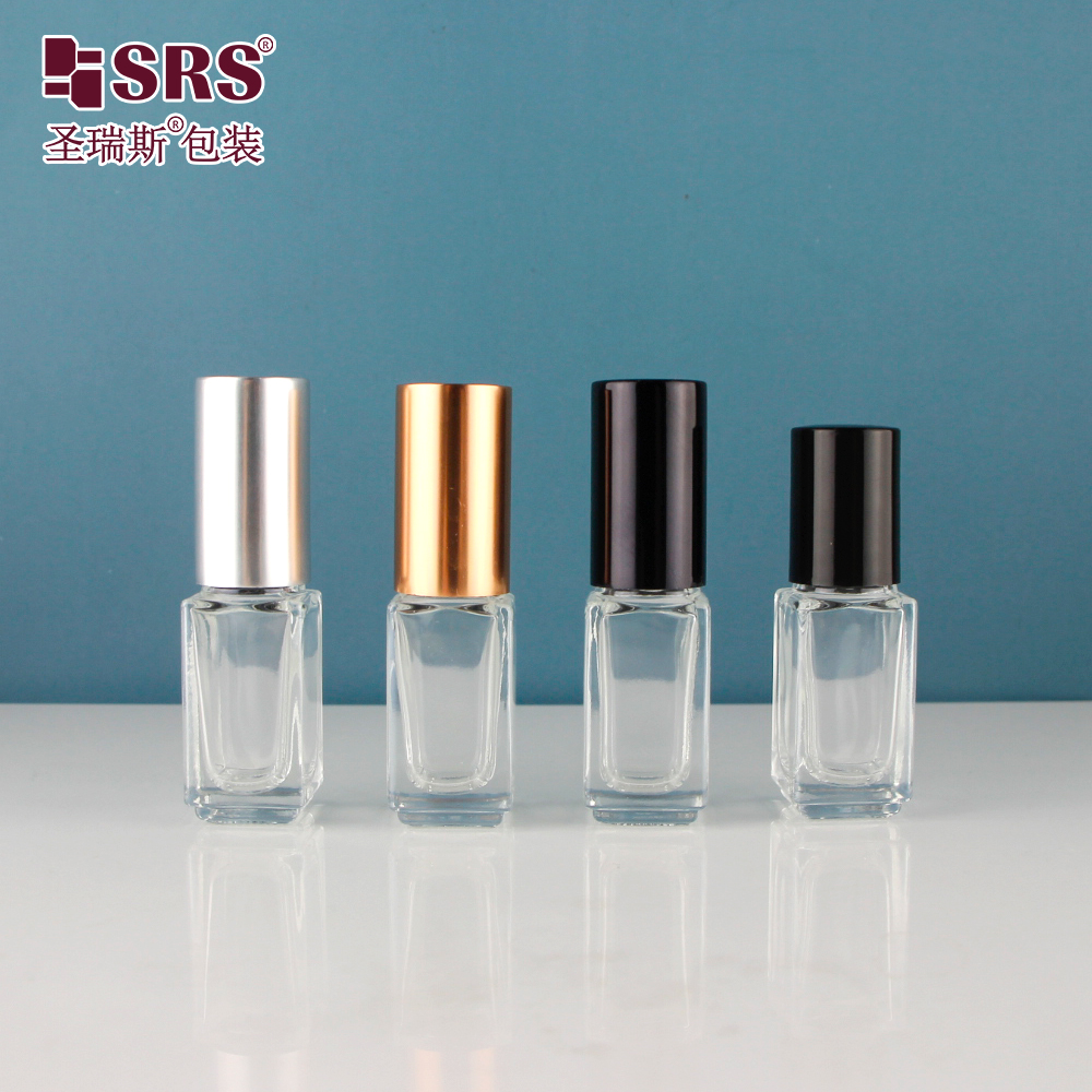 New Arrival 5ml Transparent Square Glass Roll On Essential Lip Oil Glass Bottle Package