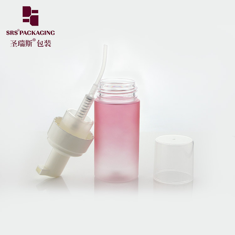 New empty cosmetic facial cleanser 100ml gradient pink PET plastic foam pump bottle