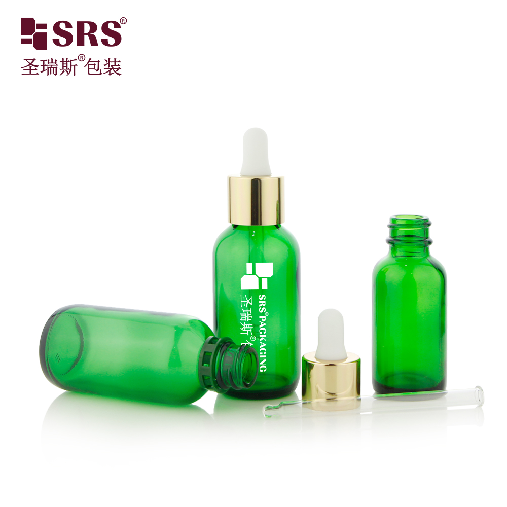 New product 15ml 30ml 60ml long aluminium skirt cap essential oil bottle with dropper and sfaty ring