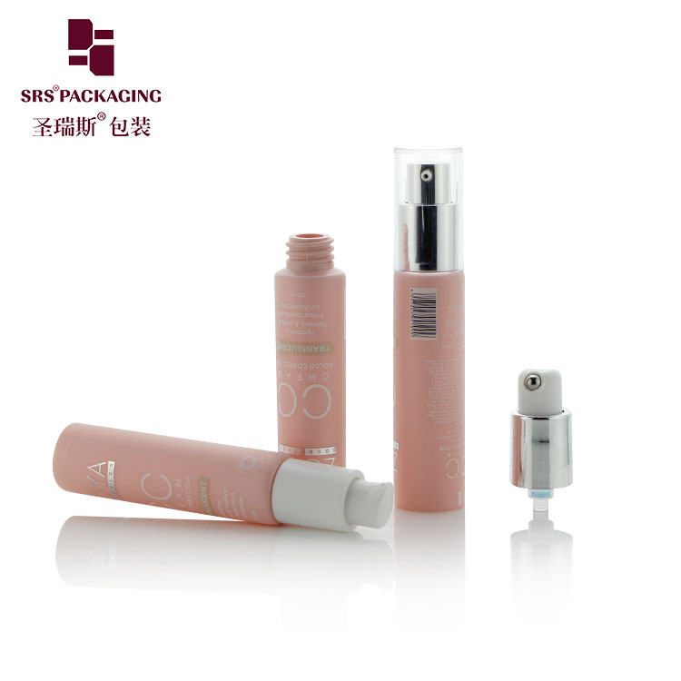 Pink Colored PE PCR Soft Tube For Cosmetics Diameter 24mm Squeeze Tube With Single Roller Ball Applicator Head