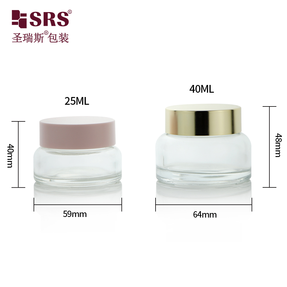 Pink Gold Lid Good Quality 25g 45g Transparent Frost Skincare Glass Cream Jar