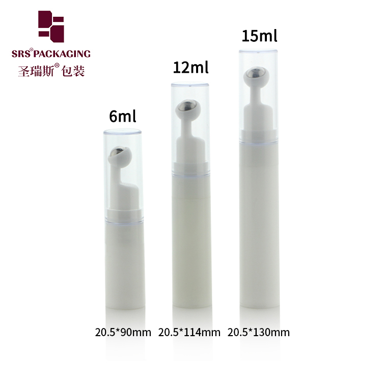 Plastic Airless Empty Injection White Bottle 15ml Cosmetic Eye Roll On