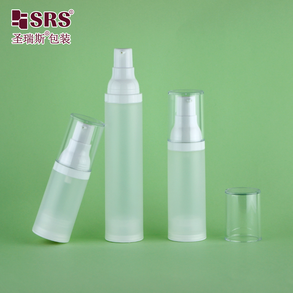 Recycled cosmetic packaging 15ml 30ml 50ml airless pump skincare bottle custom logo printing