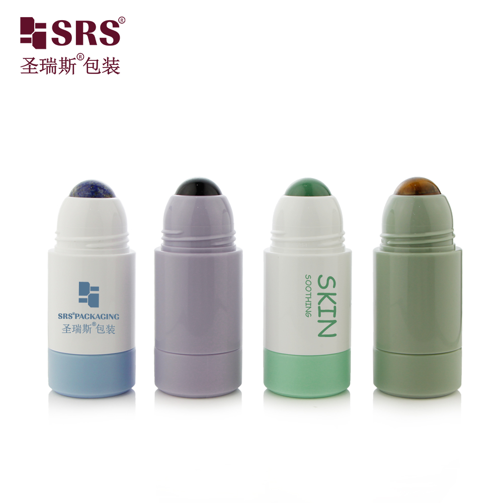 Replaceable Design 50ml 75ml Refilled Design PP Plastic Deodorant Roller Bottle with Jade Ball