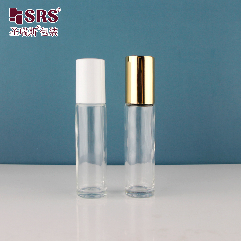 Round Shape Glass Roll On Bottle Cosmetic Packaging No Leakage Roller Bottles Essential Oil 10ml