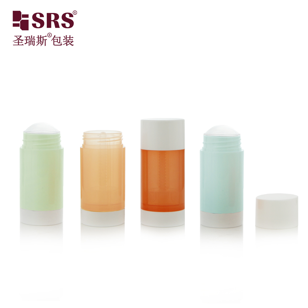 Round Translucent Color Pink Blue Orange Custom PP PCR Fill From Bottom Twist Up Deodorant Stick