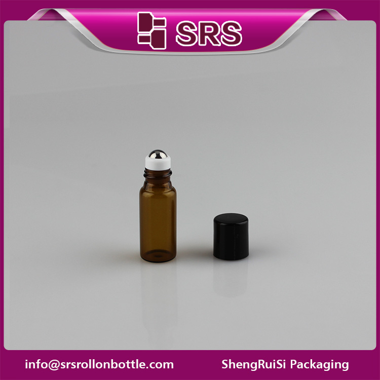 SRS 3ml cosmetic roll on round shape oil glass bottle