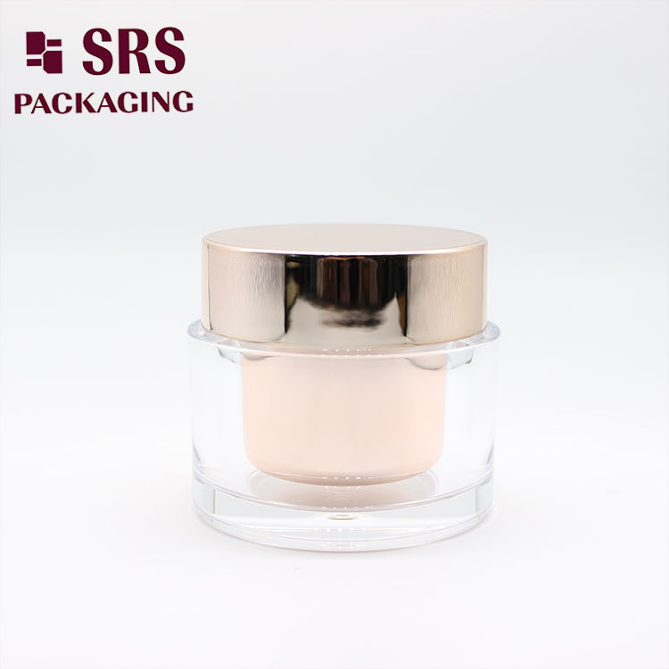 J0211A SRS 50g Metalized Rose Pink Cosmetic Gel Jar Empty