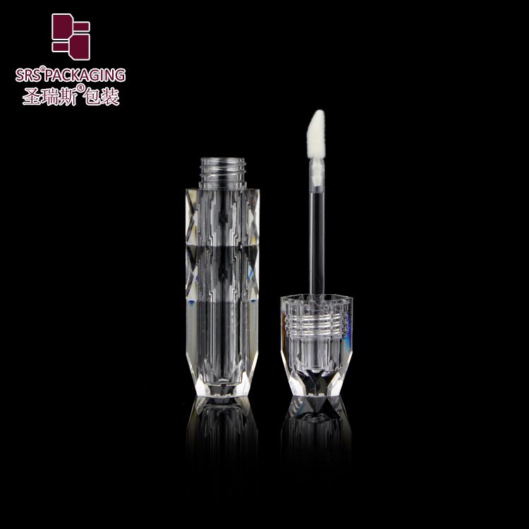 SRS new arrival small volume 2ML MOQ 20PCS simple hexagon shape clear  lipgloss tube