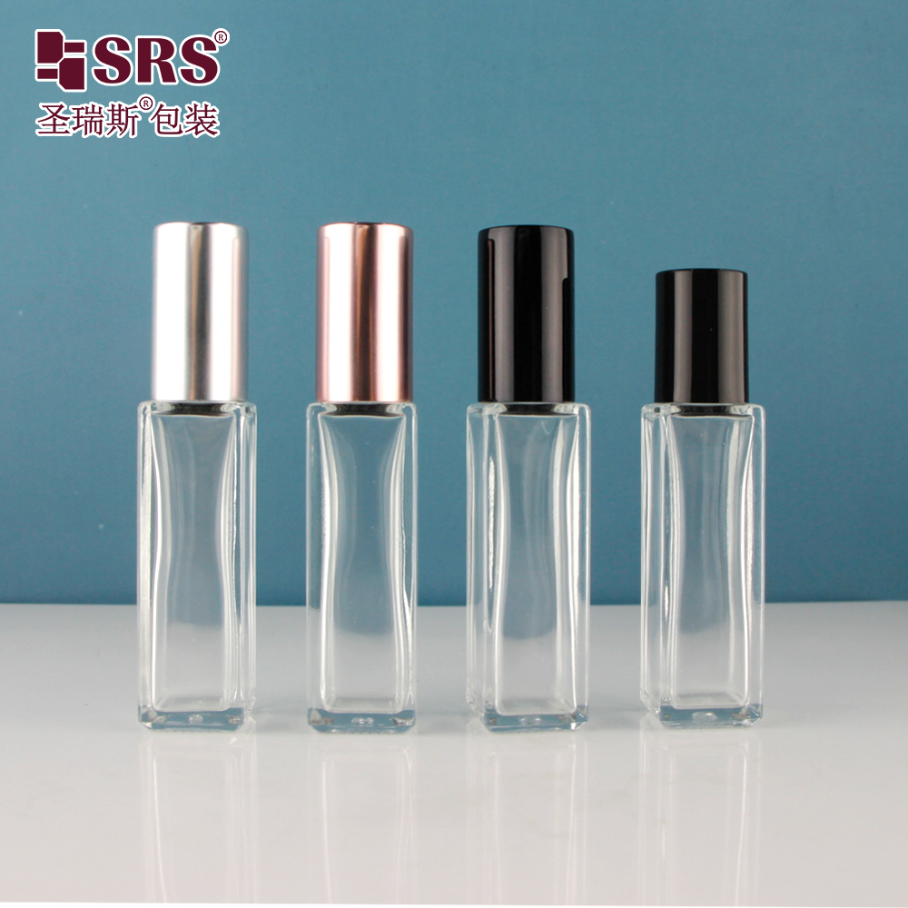 Square Free samples lip gloss glass bottle 8ml roll on bottle with screw lids