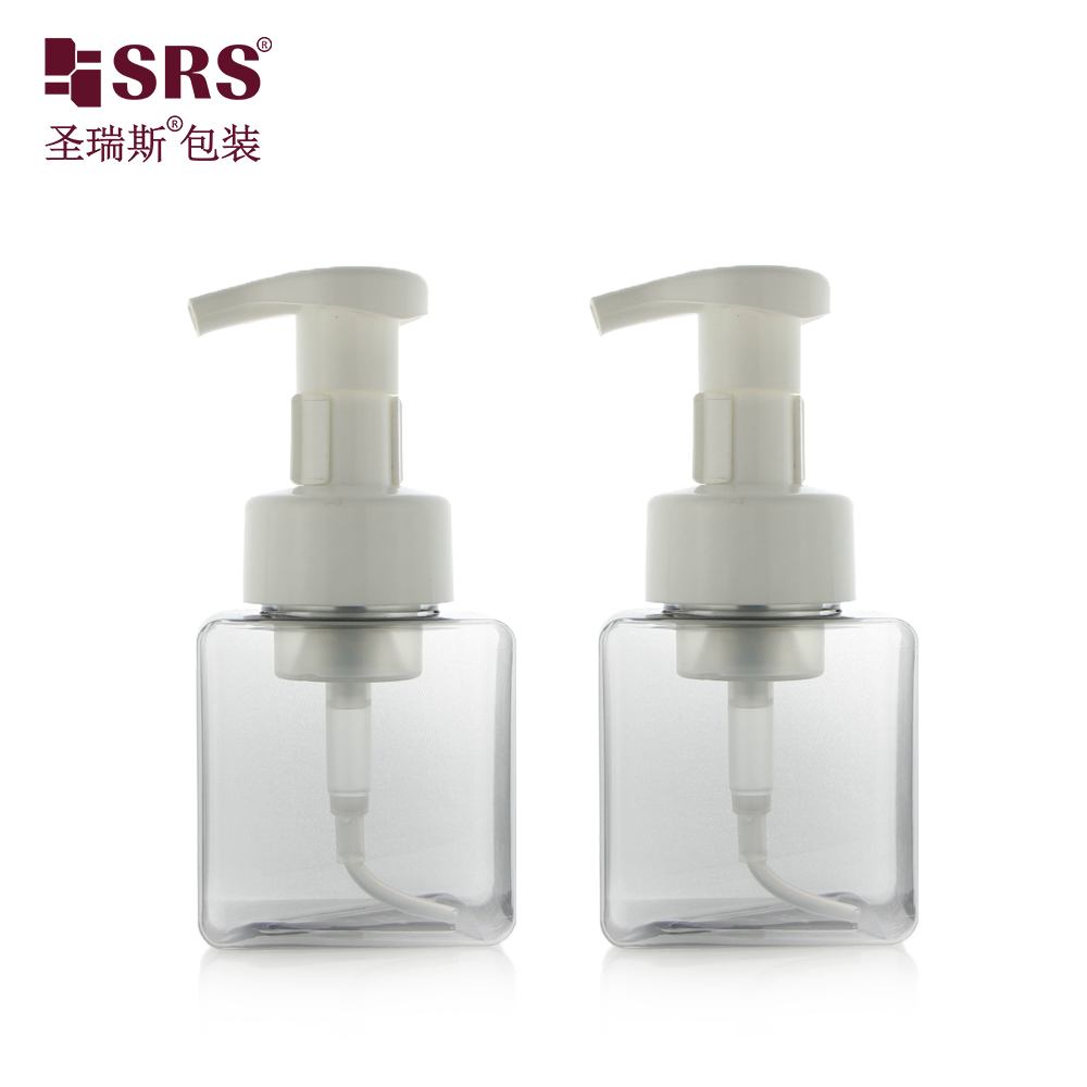 Square shape hand  washing 250ml foam pump pet bottle plastic empty packaging