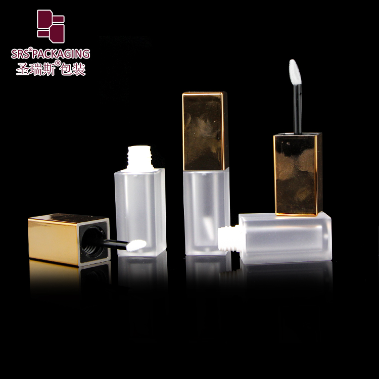 Square shape paint black color empty luxury lipgloss packaging