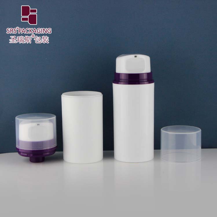 Unique Shape Vacuum Pump Bottles White 50ml Twist Up Airless Bottle