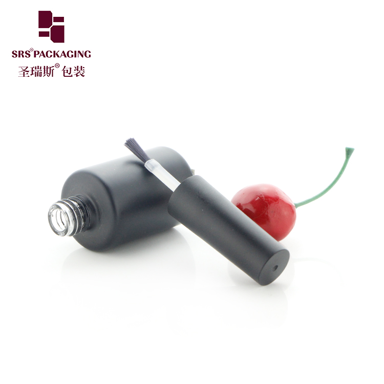 Wholesale 11ml Luxury Empty Matte Black Round Gel Nail Polish Glass Bottle with Brush